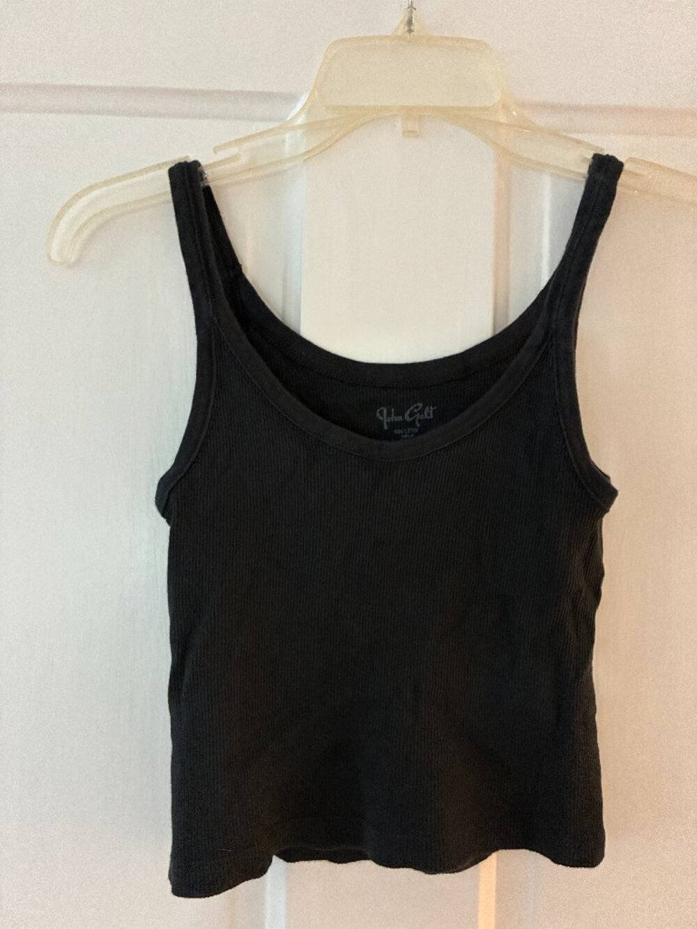 John Galt Brandy Melville Black Ribbed Tank Top Scoop Neck One Size Cotton